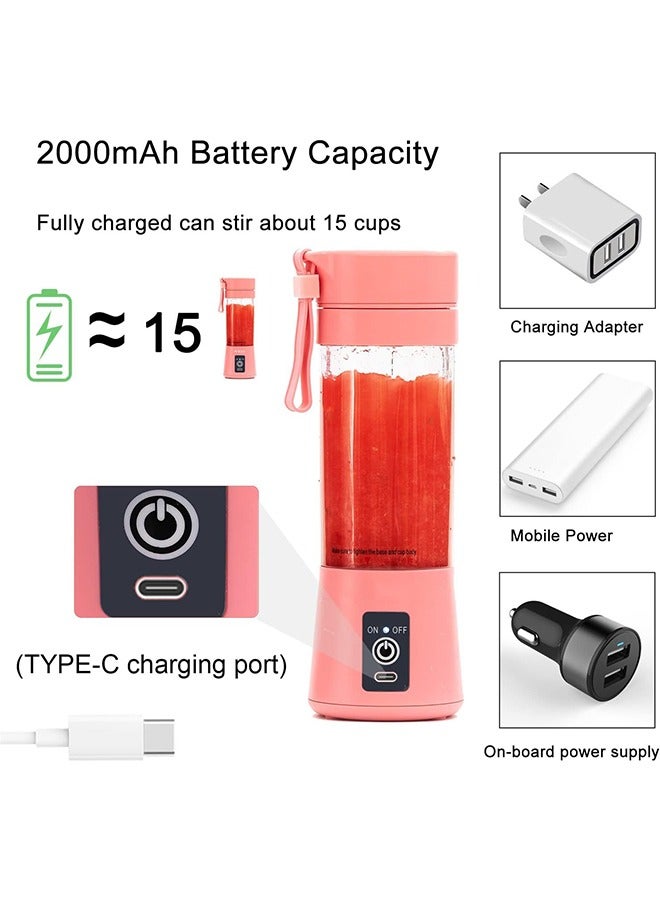 Bukela Portable Blender, Personal Size Blender Juicer Cup,Smoothies and Shakes Blender,Handheld Fruit Machine,Ice Blender Mixer Home (pink) - Image 3